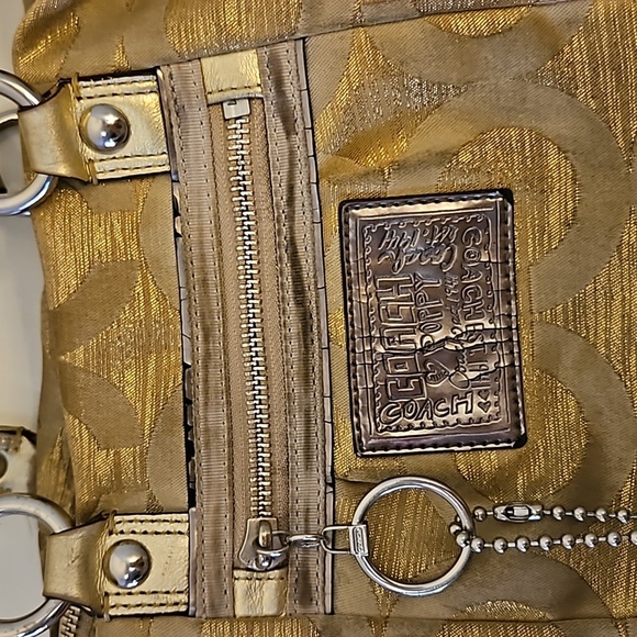 VTG COACH Y2k Gold Poppy Signature Logo Cloth Satchel Bag - Picture 4 of 16